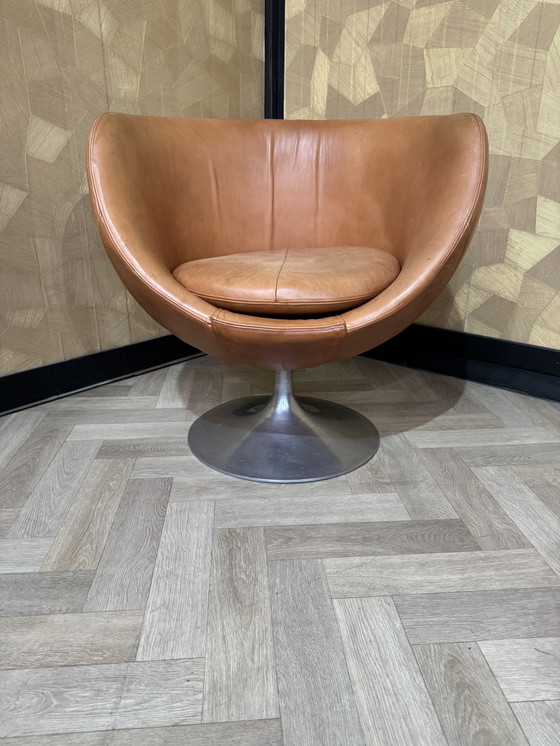 Image 1 of Jaren 2000 Italiaans Lederen Draai Fauteuil 