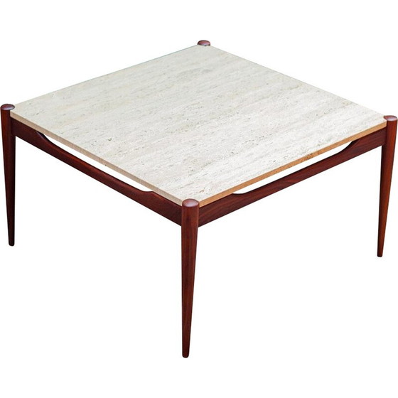 Image 1 of Vintage vierkante salontafel in alissandre en travertijn, Denemarken 1960