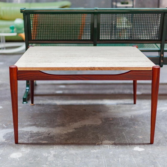 Image 1 of Vintage vierkante salontafel in alissandre en travertijn, Denemarken 1960