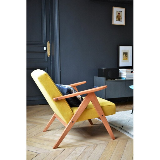 Vintage fauteuil Kompas geel 1970