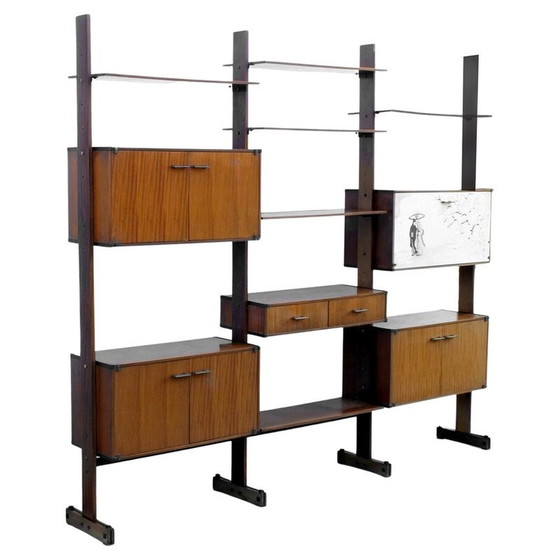 Image 1 of Vintage teakhouten wandmeubel voor Rb Italy, Italië 1950