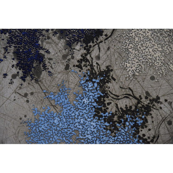 Image 1 of Vintage abstracte zeefdruk op geweven pulp door Yannick Ballif, 1976