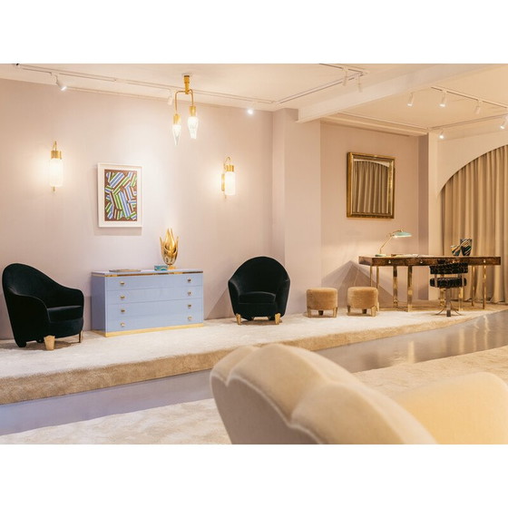 Image 1 of Vintage kroonluchter van Murano glas en messing, Flavio Poli voor Seguso, 1950