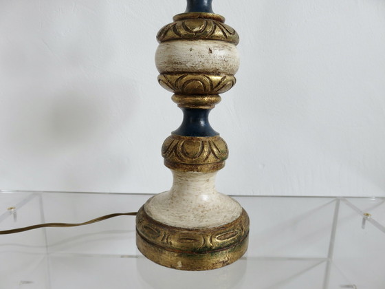 Image 1 of Barok Polychroom Verguld Houten Lamp, 1960