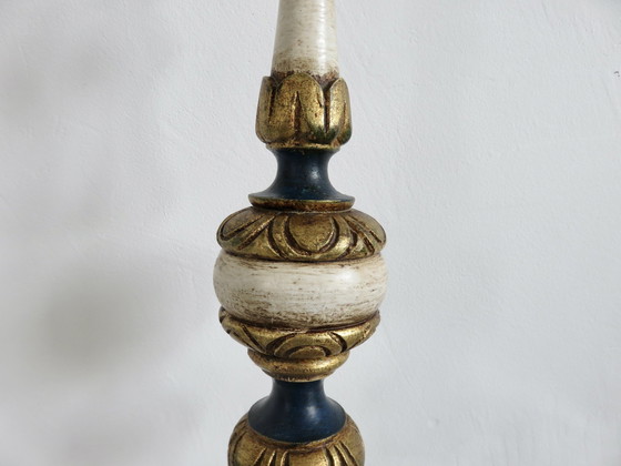 Image 1 of Barok Polychroom Verguld Houten Lamp, 1960