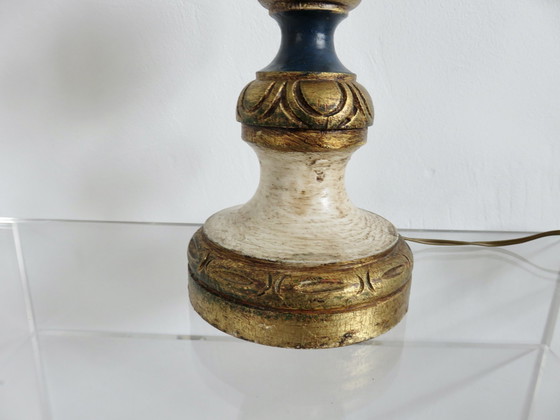 Image 1 of Barok Polychroom Verguld Houten Lamp, 1960