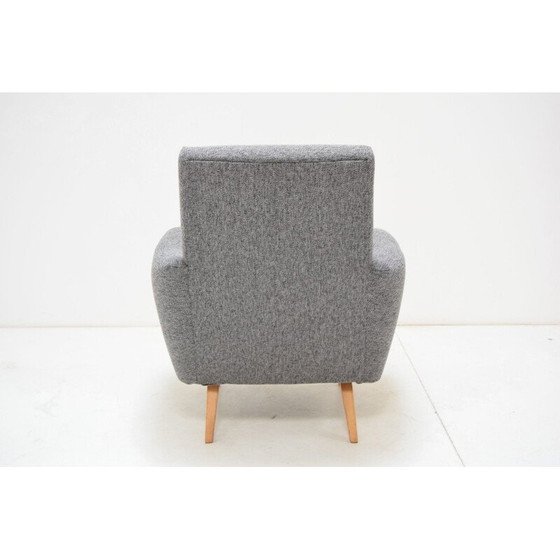 Image 1 of Vintage fauteuil in stof en hout, Tsjecho-Slowakije 1960