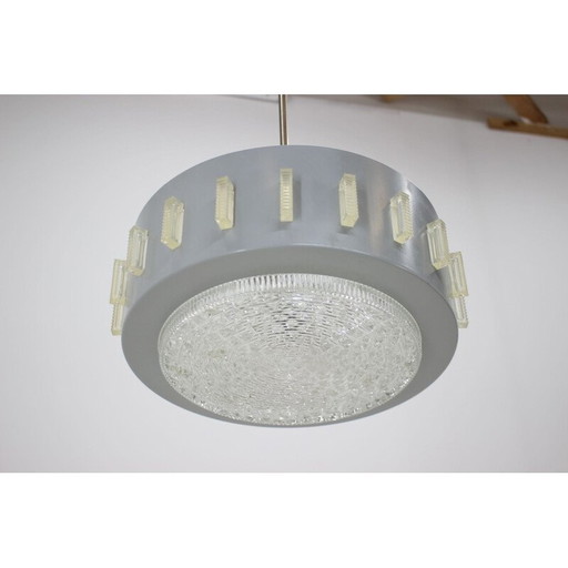 Vintage grijze hanglamp, Tsjechië 1960
