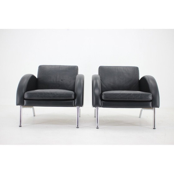 Image 1 of Paar vintage leren fauteuils, Tsjecho-Slowakije 1970