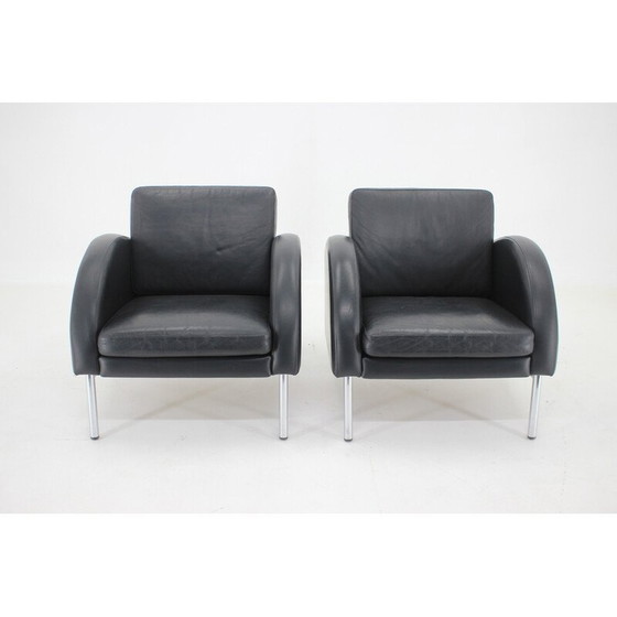 Image 1 of Paar vintage leren fauteuils, Tsjecho-Slowakije 1970