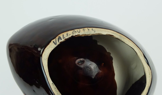 Image 1 of Franse Mid Century Vintage Keramische Schaal Vallauris Druppel Glazuur Organische Vorm 1960S