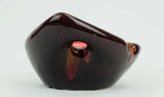 Image 1 of Franse Mid Century Vintage Keramische Schaal Vallauris Druppel Glazuur Organische Vorm 1960S