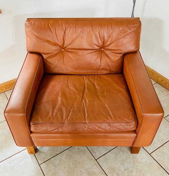 Image 1 of Vintage Mid Century Scandinavische cognac leer en palissander clubfauteuil 1960,S