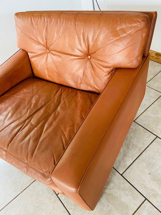 Image 1 of Vintage Mid Century Scandinavische cognac leer en palissander clubfauteuil 1960,S