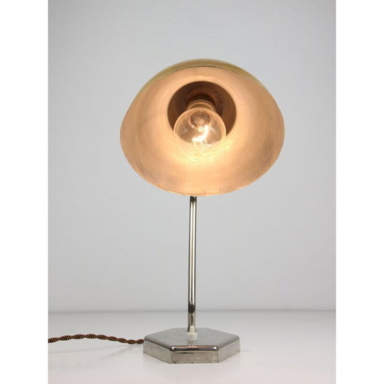 Image 1 of Vintage gouden aluminium en chromen tafellamp, 1960