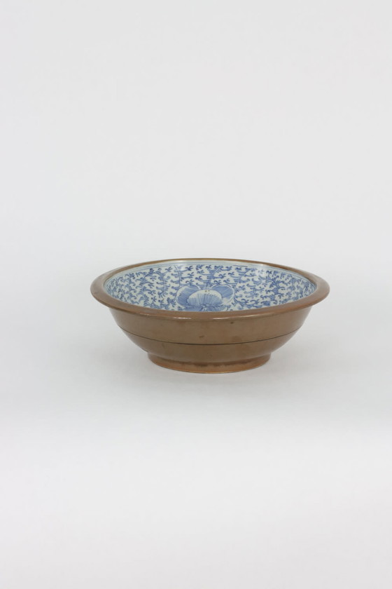 Image 1 of Chinees blauw-wit porseleinen bekken, 19e eeuw