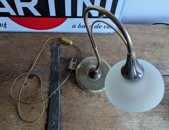 Image 1 of Hollywood Regency Messink Zwanenhals lamp 