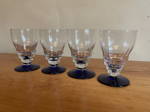 4 X Art Deco Waterglazen Wijnglazen Frans