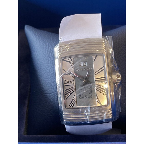Image 1 of Vintage Mauboussin horloge in kwartsstaal en leer