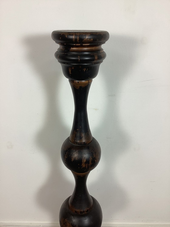 Image 1 of Vintage Console Antieke Pedestal Plantstand Wood Houten Plantentafel Patina 