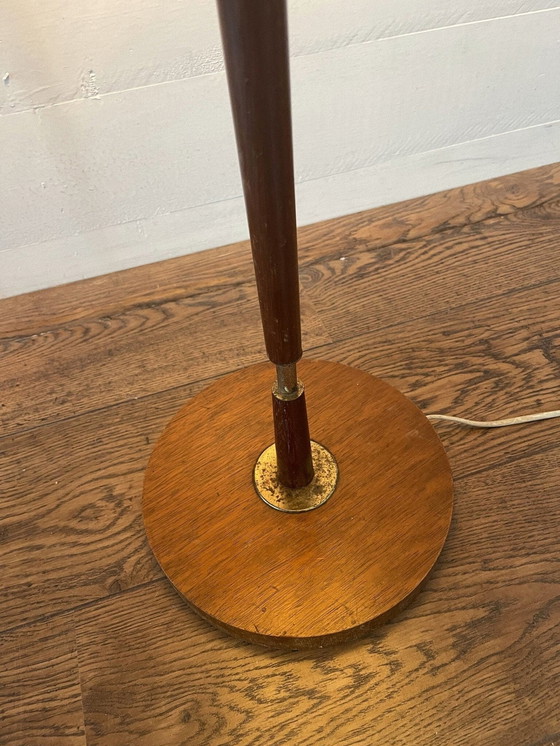 Image 1 of Vintage tafel/vloerlamp houten standaard