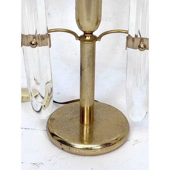 Image 1 of Paar vintage verguld metalen en glazen tafellampen van Stilkronen, Italië 1970