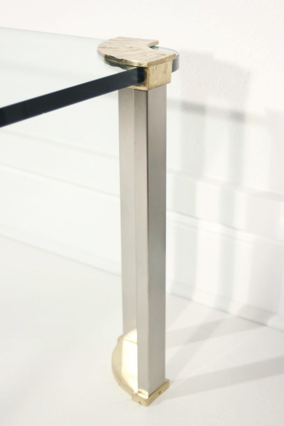 Image 1 of Vintage brons en gehard glazen salontafel ontwerp Peter Ghyczy, 1970S