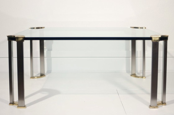 Image 1 of Vintage brons en gehard glazen salontafel ontwerp Peter Ghyczy, 1970S