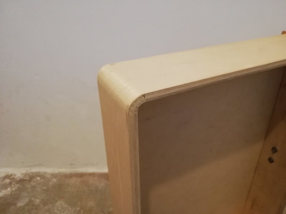 Image 1 of Mid Century Vintage Houten Nachtkastje Met Glazen Plank