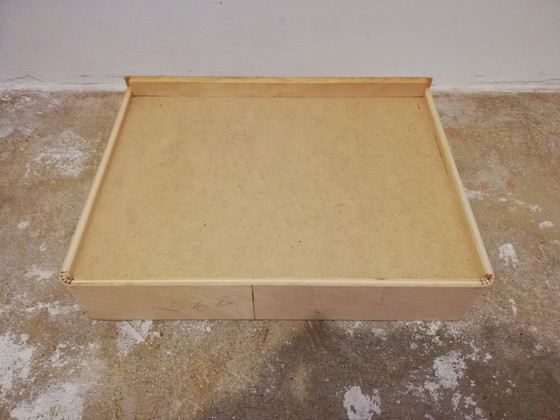 Image 1 of Mid Century Vintage Houten Nachtkastje Met Glazen Plank