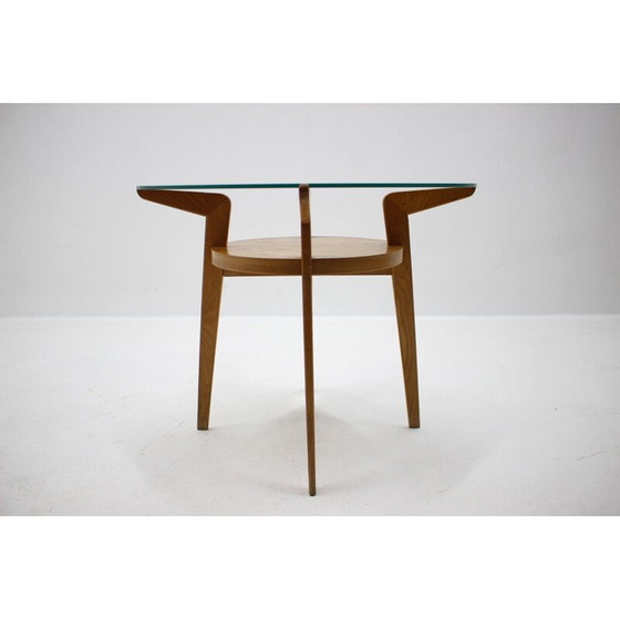 Image 1 of Vintage salontafel van hout en glas, 1960