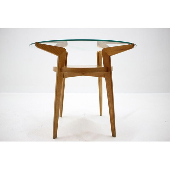 Image 1 of Vintage salontafel van hout en glas, 1960