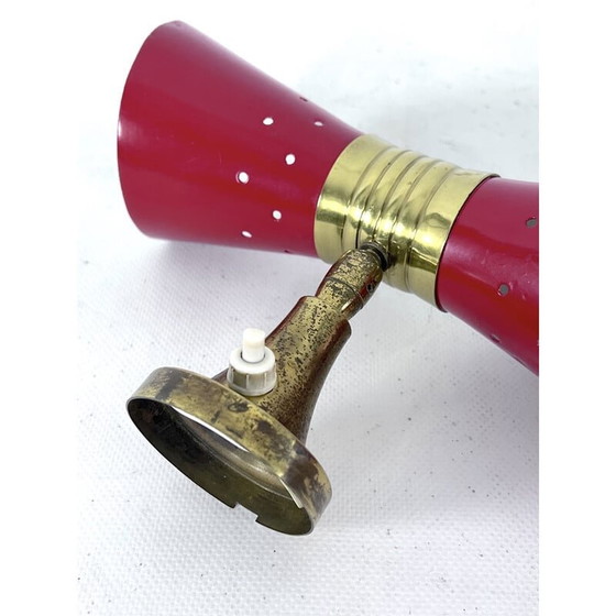 Image 1 of Vintage wandlamp in messing en gelakt aluminium van Stilnovo, Italië 1950