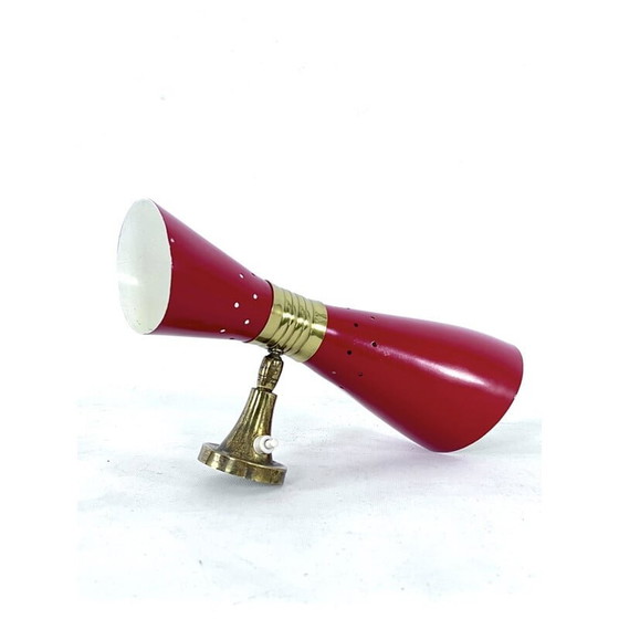 Image 1 of Vintage wandlamp in messing en gelakt aluminium van Stilnovo, Italië 1950