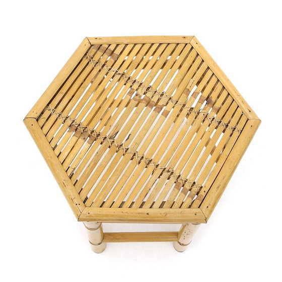 Image 1 of Vintage rotan nesttafels met zeshoekig blad, 1970