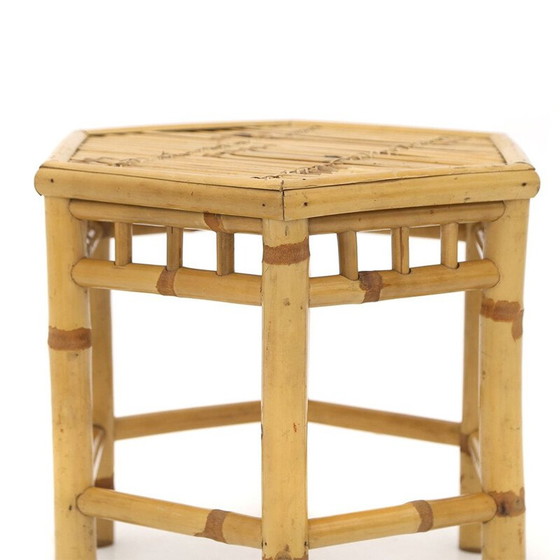 Image 1 of Vintage rotan nesttafels met zeshoekig blad, 1970