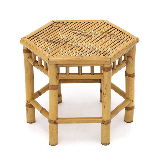 Image 1 of Vintage rotan nesttafels met zeshoekig blad, 1970