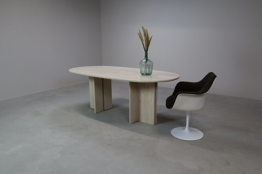 Vintage Italian Travertine Dining Table, 1970'S