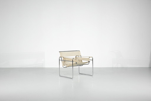 B3 Wassily" fauteuil Stof van Marcel Breuer voor Gavina, jaren 1925.