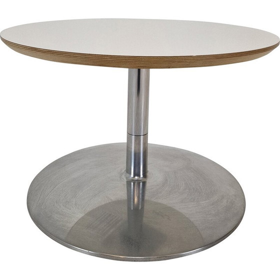 Image 1 of Vintage ronde salontafel van hout en aluminium door Geoffrey Harcourt voor Artifort, 1960