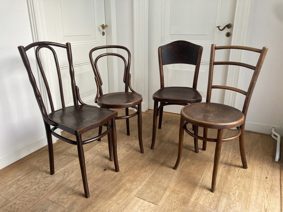 Image 1 of 4X Gemengde Set Bentwood Stoelen