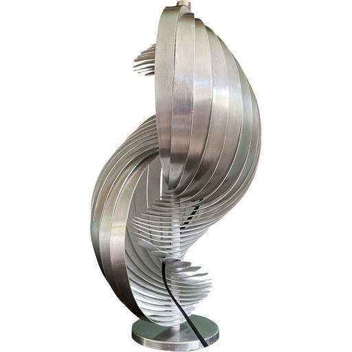 Vintage Gordes model kinetische lamp in geborsteld aluminium bladen door Henri Mathieu, 1969