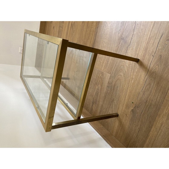 Image 1 of Vintage salontafel van verguld metaal en glas