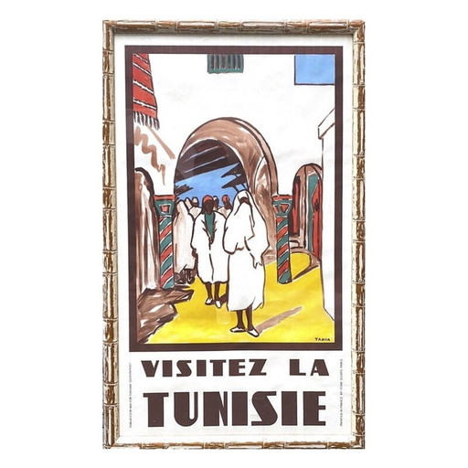 Vintage lithografische poster "Bezoek Tunesië - Yahia".