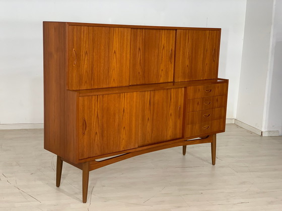 Image 1 of Deense teakhouten highboard kast woonkamer vintage