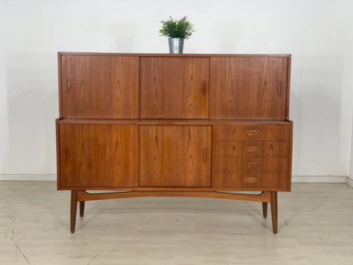 Deense teakhouten highboard kast woonkamer vintage