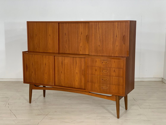 Image 1 of Deense teakhouten highboard kast woonkamer vintage