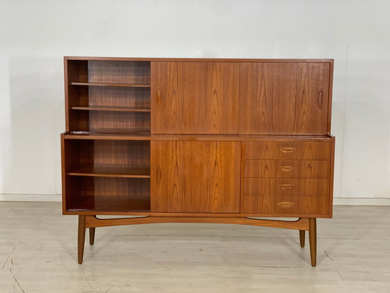 Image 1 of Deense teakhouten highboard kast woonkamer vintage