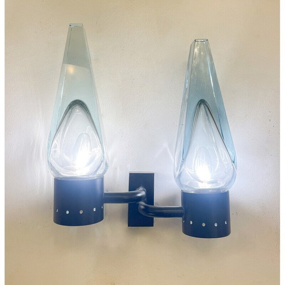 Image 1 of Paar vintage wandlampen van Flavio Poli voor Seguso, 1950