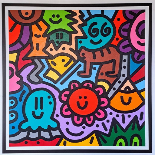 Franklin van Dam Doddle Pop Art Acryl Op Hout